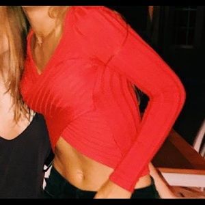 Urban outfitters red long sleeve top